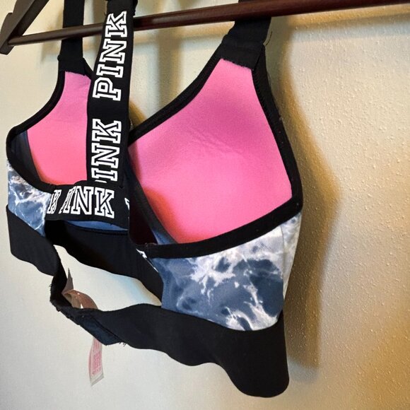 Victoria's Secret Pink Ultimate T-Back Push-Up Sports Bra Black Blue Size XS - Picture 8 of 15